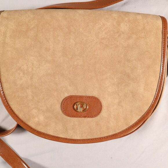 Pola Shpoulder Bag Purse Suede Leather Flap Snap 10" X 9" Brand New - Picture 2 of 8